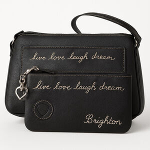 Brighton Black Leather Shoulder Bag and Wallet Matching Set